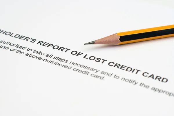 Verslag van verloren credit card — Stockfoto