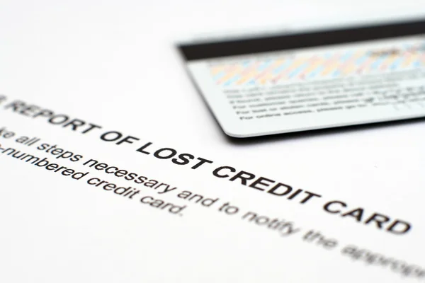 Relatório de perda de cartão de crédito — Fotografia de Stock