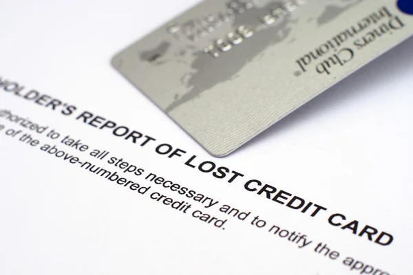 Bericht über verlorene Kreditkarte — Stockfoto