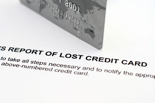 Bericht über verlorene Kreditkarte — Stockfoto