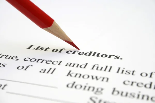 Lista de credores — Fotografia de Stock