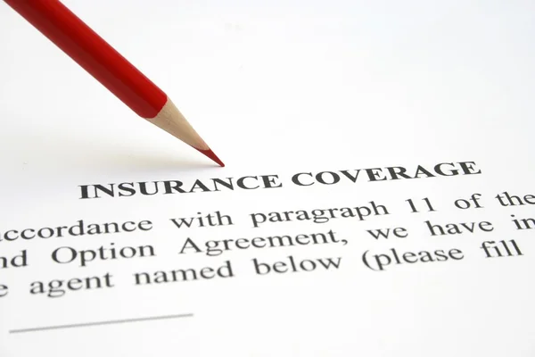 Insurance coverage form — Stock Photo, Image