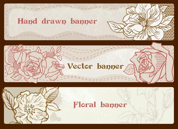 Uppsättning banners med blommor — Stock vektor