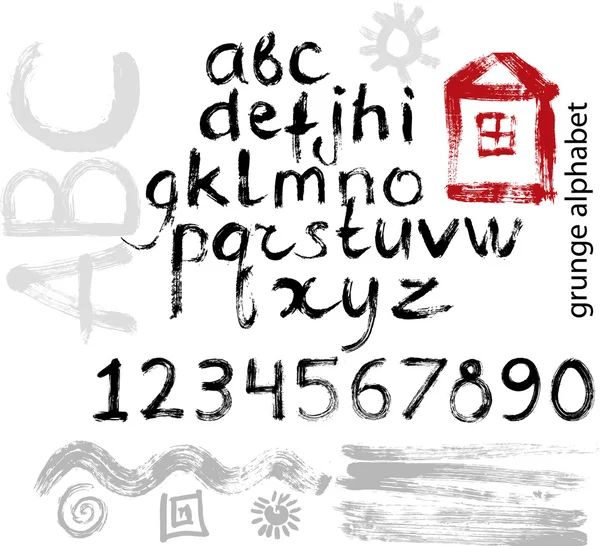 Hand drawn grunge alphabet — Stock Vector