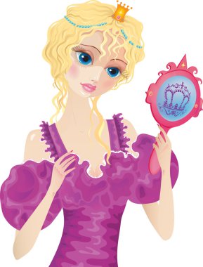 Princess with mirror clipart