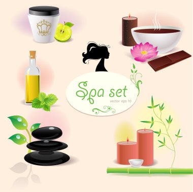 Set of illustrations of spa elements clipart