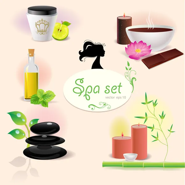 Set of illustrations of spa elements — Stock Vector