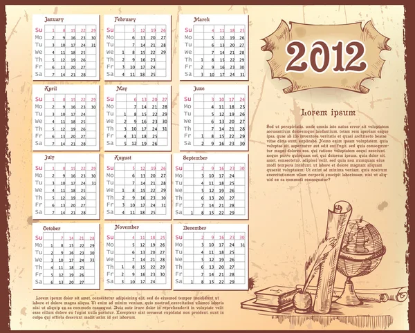 Calendario in stile retrò — Vettoriale Stock