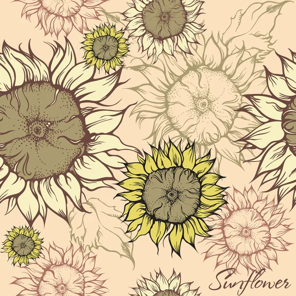 Field of sunflowers — Stock Vector
