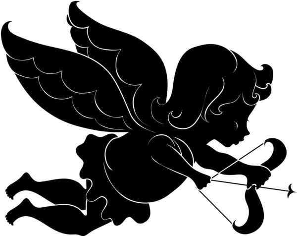 Silhouet van cupid — Stockvector