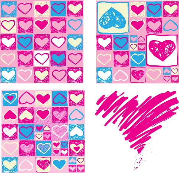 Set van Valentijn naadloze patroon — Stockvector
