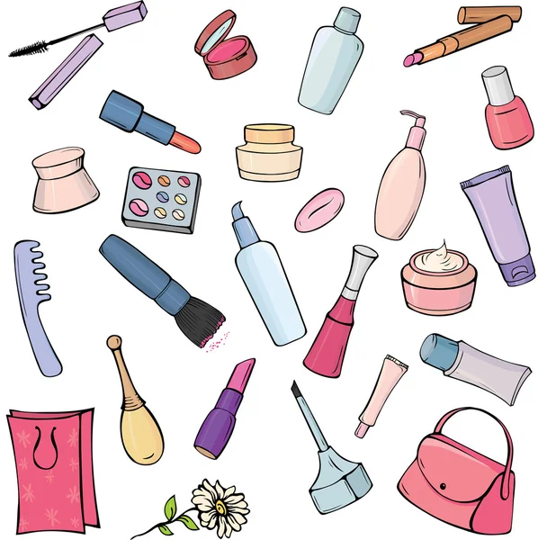 Stock vector Set of various cosmetic items