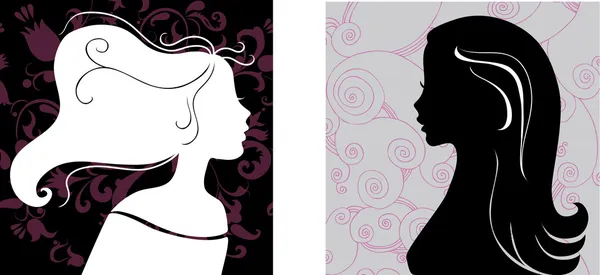 Due silhouette femminile — Vettoriale Stock