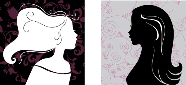 Two female silhouette — Stock Vector