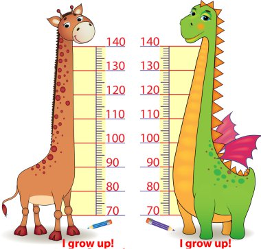 Stadiometers for children with cute Dragon and Giraffe clipart