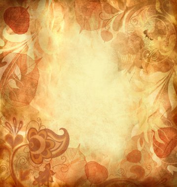 Vintage Background with leaves and patterns clipart