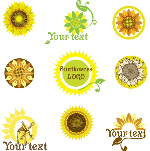 Set of sunflowers — Stock Vector