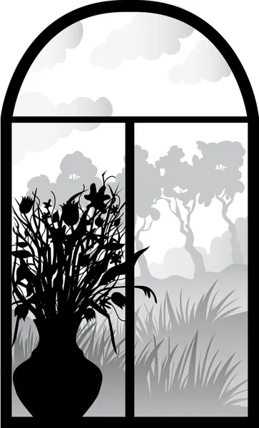 Silhouette de fenêtre rétro — Image vectorielle