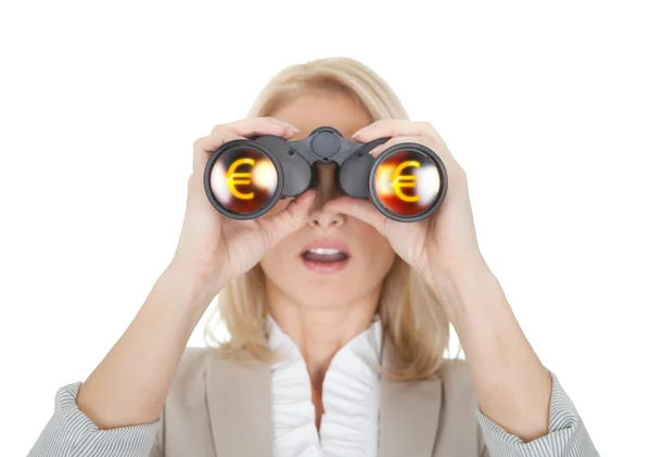 Mulheres de negócios olhando através de binóculos — Fotografia de Stock