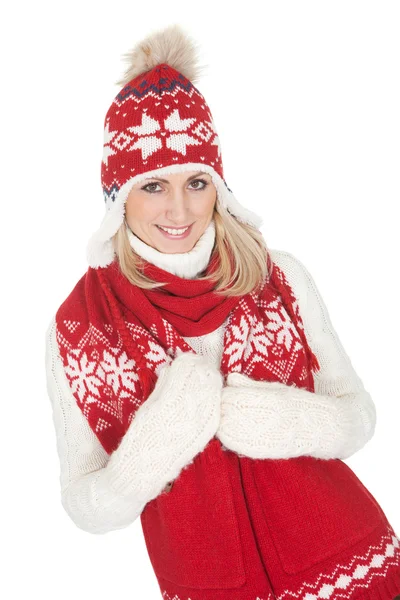 Bella donna in abiti invernali caldi — Foto Stock