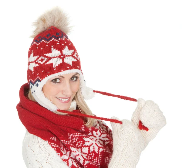 Güzel bir kadın sıcak kış giyim — Stok fotoğraf