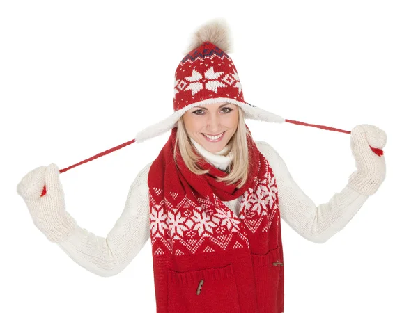 Mooie vrouw in warme winter kleding — Stockfoto