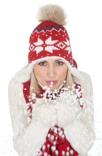 Meleg téli ruha gyönyörű nő — Stock Fotó
