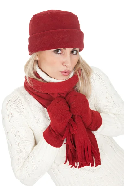 Bella donna in abiti invernali caldi — Foto Stock