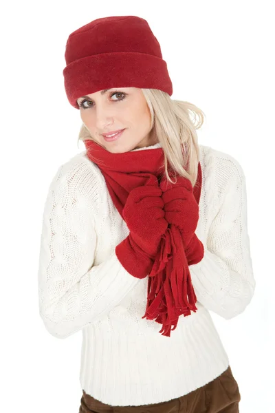 따뜻한 겨울 의류에 아름 다운 여자 — 스톡 사진
