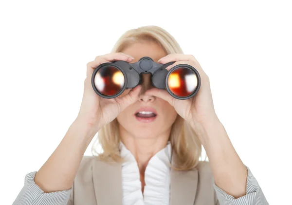 Businesswomen looking through binoculars Stock Photo