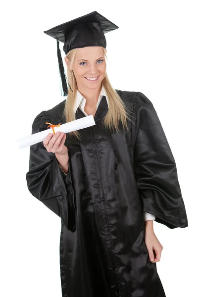 Beautiful female student graduating — Stock Photo, Image