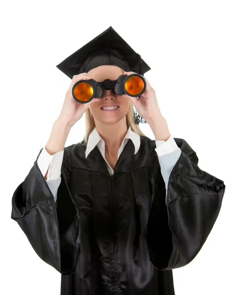 Estudiante mirando a través de binoculares — Foto de Stock