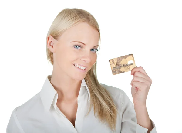 Деловая женщина с кредитной картой — стоковое фото