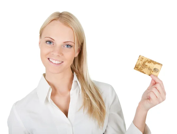 Zakenvrouw met kredietkaart — Stockfoto
