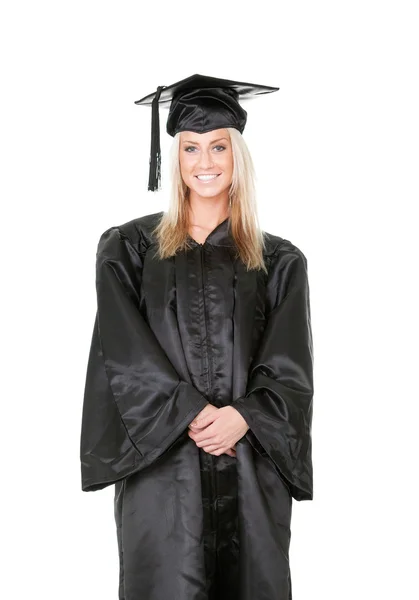 Hermosa estudiante femenina graduándose — Foto de Stock