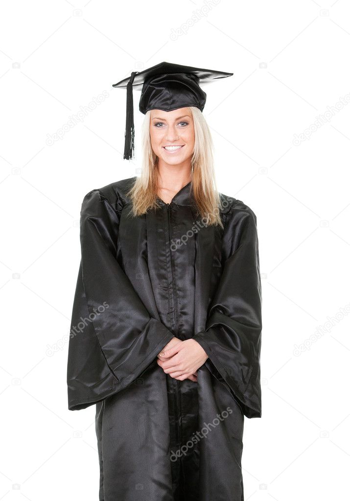 Beautiful female student graduating