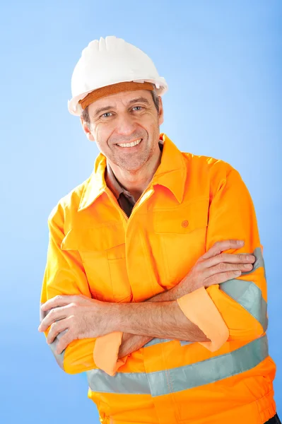 Vedoucí stavební dělník na obloze — Stock fotografie