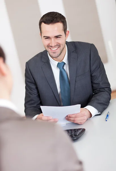Young businessman at the interview — Stock Photo, Image