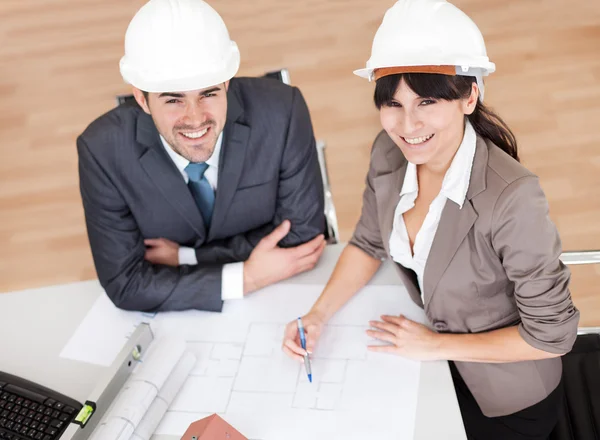 Two young architects in the meeting — Stock Photo, Image