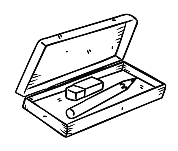 Ceruza és radír doboz — Stock Vector