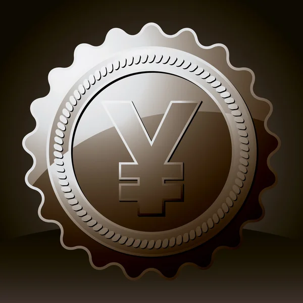 Sceau en fer avec symbole yen — Image vectorielle