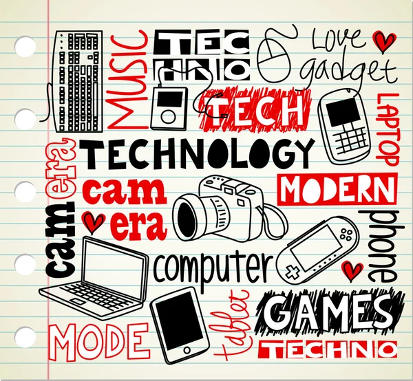 Technologie-Doodle — Stockvektor