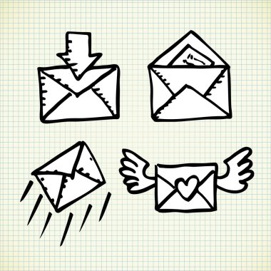 Set of envelope doodle clipart