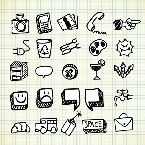 Conjunto de ícones doodle — Vetor de Stock