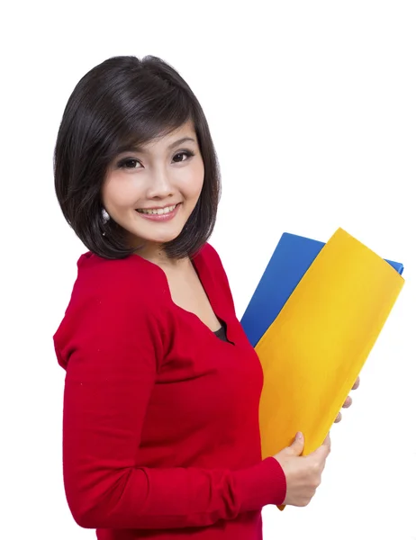 Pretty young student holding folder — Stock Photo, Image