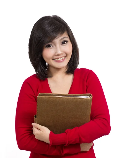 Pretty young student holding folder — Stock Photo, Image