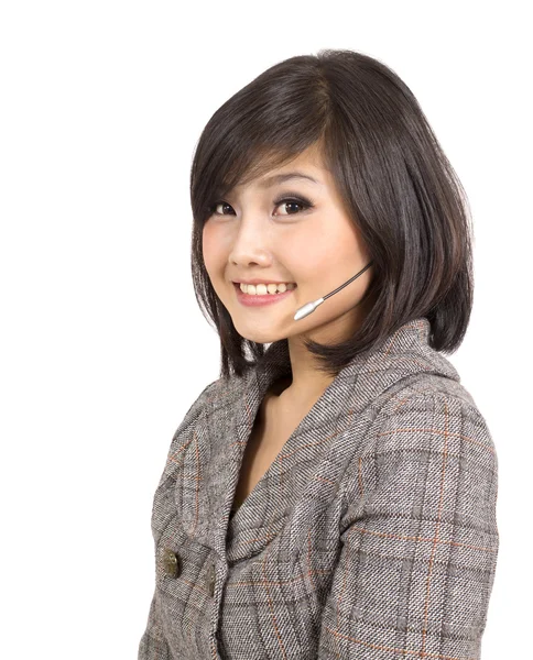Hermosa mujer de servicio al cliente de negocios sonriendo —  Fotos de Stock