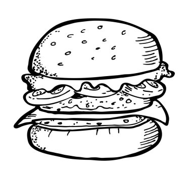 Burger doodle clipart