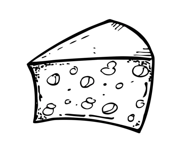 Cheese slice doodle — Stock Vector