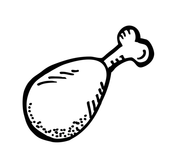 Chicken leg doodle — Stock Vector